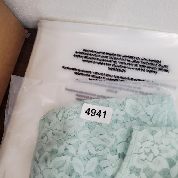 Y2K Hollister Shirt Babydoll Womens XS Green Lace Peplum 3/4 Sleeve Scoop Sheer - Picture 7 of 7